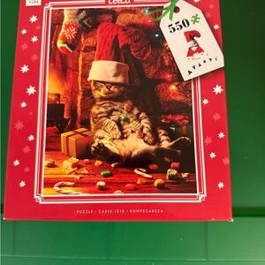 Avanti Festive Cat Puzzle with Santa Hat - Red and Green